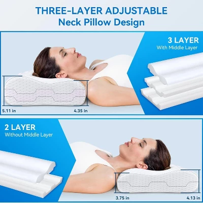 FAPO Cervical Neck Pillow Queen Size - Sandwich Dynamic Memory Foam Pillow For Sleeping, Adjustable Contour Ergonomic Orthopedic Cooling Pillow 4 FAPO Cervical Neck Pillow Queen Size - Sandwich Dynamic Memory Foam Pillow For Sleeping, Adjustable Contour Ergonomic Orthopedic Cooling Pillow - Image 2
