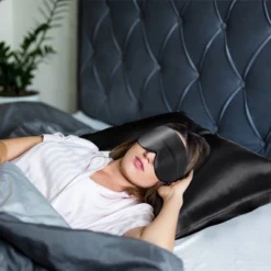 2 Pcs Standard Silk Gift Set Pillowcase And Eye Cover Black - PiccoCasa 8 2 Pcs Standard Silk Gift Set Pillowcase And Eye Cover Black - PiccoCasa -Cozy Bedding Home GUEST 037069a0 e245 4cf9 830f 75708c388143