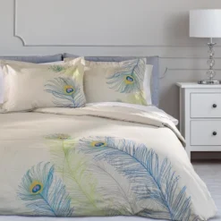 Modern Feather Embroidered Cotton Duvet Cover And Pillow Sham Set - Blue Nile Mills -Cozy Bedding Home GUEST 03beb995 46e2 4bdf ad5e f2a63b83d889