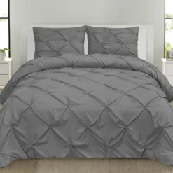 Sweet Home Collection 3-Piece Pinch Pleat Decorative Pintuck Comforter And Shams Set, All Season Bedding Set