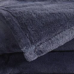 Royal Velvet Twin/Twin XL Lavish Plush Solid Blanket Navy: 100% Polyester, Machine Washable, All Ages