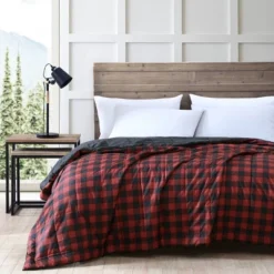 Mountain Plaid Bed Blanket Red - Eddie Bauer