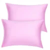 2 Pcs Standard Silk Satin With Zipper Pillowcase Pink - PiccoCasa -Cozy Bedding Home GUEST 07d48b81 3ed7 4401 8d7f 03d0f90fb544