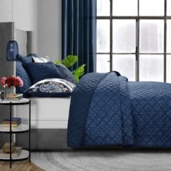 Danica Bed In A Bag Comforter Set Navy Blue Navy Blue/Off White - Lanwood Home