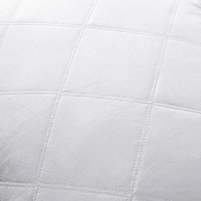 Peace Nest Goose Feather Down Pillow White Quilted Cotton Cover Set Of 2 7 Peace Nest Goose Feather Down Pillow White Quilted Cotton Cover Set Of 2 - Image 5