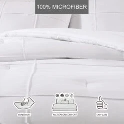 City Scene Solid Microfiber White Full Queen Duvet Cover Bonus Set -Cozy Bedding Home GUEST 0f323b06 8371 4e76 b3bf f82a910780ba