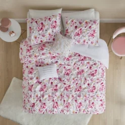 Penelope Floral Printed Ruched Comforter Set Pink -Cozy Bedding Home GUEST 10abed28 b773 4641 b715 05d5cf55e305