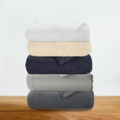 Bed Blanket | Soft 100% Cotton | Herringbone Design | All-Season Thermal Layering By California Design Den - White, King (106" X 94") -Cozy Bedding Home GUEST 13f5bad9 d158 4563 abe0 4f6fa84e08da