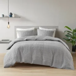N Natori 3pc Origami Oversized Knit Quilted Top Comforter Mini Set Gray -Cozy Bedding Home GUEST 14cce477 6a79 4ba8 ad7d ea753150e9d3