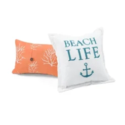 Coastal Reef Feather Reversible Quilt Set Blue/Coral - Lush Décor -Cozy Bedding Home GUEST 17c03992 e217 433e 95fc a6b601cb4675