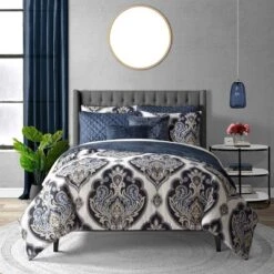 Danica Bed In A Bag Comforter Set Navy Blue Navy Blue/Off White - Lanwood Home -Cozy Bedding Home GUEST 1e1c880c adb1 496f 816a 12b201e67e01