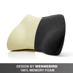 WENNEBIRD Model B Lumbar Memory Foam Support Pillow To Improve Posture With Raised Side Butterfly Design, Constance Fabric, And Removable Cover, Black -Cozy Bedding Home GUEST 2355e33f 4fdc 4de7 822d 5cc84378b497