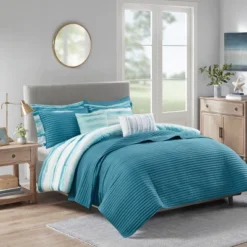 Gulches 8 Piece Printed Seersucker Comforter And Quilt Set Collection Aqua Full/Queen -Cozy Bedding Home GUEST 23f8c135 db37 4644 b0f6 f7960a98cf7c