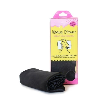 Morning Glamour King Satin Solid Pillowcase Black 3 Morning Glamour King Satin Solid Pillowcase Black