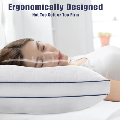 Gulches Queen Size 2 Pack Bed Pillows - White, Soft Down Alternative Fill, Breathable Microfiber, Hypo-Allergenic, 42x75cm 4 Gulches Queen Size 2 Pack Bed Pillows - White, Soft Down Alternative Fill, Breathable Microfiber, Hypo-Allergenic, 42x75cm - Image 2