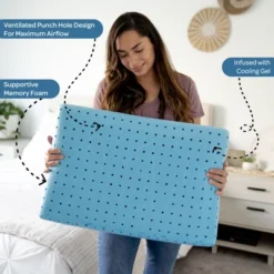 PharMeDoc Cooling Gel Infused Memory Foam Ventilated Hole-Punch Bed Pillow -Cozy Bedding Home GUEST 26a8b754 25ea 4bd6 8349 eb079b719e62