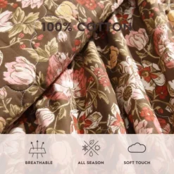 Laura Ashley Full/Queen Marta Quilt Set Brown -Cozy Bedding Home GUEST 27ae3a10 cbd8 495b adbf 5120ed760878