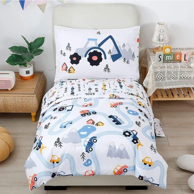 BAFODE 4 Pcs Toddler Bedding Set Cartoon Printed Toddler Bed Toddler Bed Set 3 BAFODE 4 Pcs Toddler Bedding Set Cartoon Printed Toddler Bed Toddler Bed Set