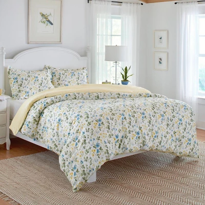 Meadow Floral 100% Cotton Duvet Cover & Sham Set White/Blue - Laura Ashley 4 Meadow Floral 100% Cotton Duvet Cover & Sham Set White/Blue - Laura Ashley - Image 2