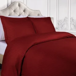 400 Thread Count Cotton Stripe 3 Piece Duvet Cover Set With Pillow Shams By Blue Nile Mills