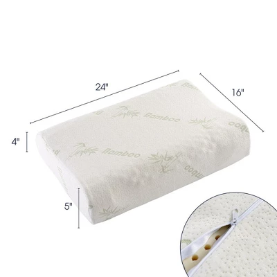 Cheer Collection Contoured Latex Memory Foam Pillow With Washable Cover - White (24" X 16" X 4") 6 Cheer Collection Contoured Latex Memory Foam Pillow With Washable Cover - White (24" X 16" X 4") - Image 4