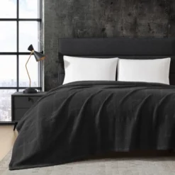 Kenneth Cole New York Cotton Blanket (Essentials-Black)-Twin -Cozy Bedding Home GUEST 32374a17 c31e 4777 9ea4 95af36ab0f85