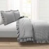 Lush Decor 3pc Reyna Stripe Reversible Comforter Bedding Set Gray/White -Cozy Bedding Home GUEST 342420a5 4e00 4632 8c85 3498add502d1