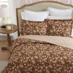 Laura Ashley Full/Queen Marta Quilt Set Brown -Cozy Bedding Home GUEST 34f9ef5e ad93 4121 97b3 bb4371d1216e