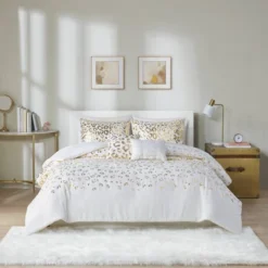 Kendra Metallic Printed Duvet Cover Set Ivory/Gold -Cozy Bedding Home GUEST 3b9a7af6 c481 4e88 a3b7 d7ab9fb691c4