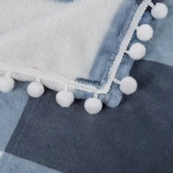 PiccoCasa Flannel Pom-Pom Tartan Checkered Fleece Throw Blanket 1Pc -Cozy Bedding Home GUEST 3c2ce717 d95a 4378 a58e 4e4b4f84dad0