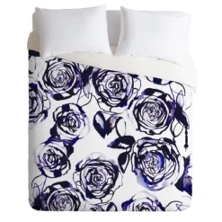 Holly Sharpe Inky Roses Duvet Cover Set Purple - Deny Designs -Cozy Bedding Home GUEST 3e8f782c aac8 4c6c 8a85 16619ce06523