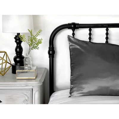 Morning Glamour King Solid Satin Pillowcase Charcoal Gray 3 Morning Glamour King Solid Satin Pillowcase Charcoal Gray