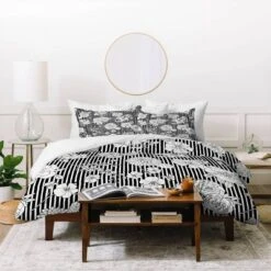 Ninola Design Flowers And Stripes Duvet Set - Deny Designs