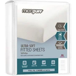 Micropuff 100% Microfiber Fitted Sheet - White 18 Micropuff 100% Microfiber Fitted Sheet - White -Cozy Bedding Home GUEST 44f6a7a5 c44b 4cc7 9a15 c7b4cc162efc