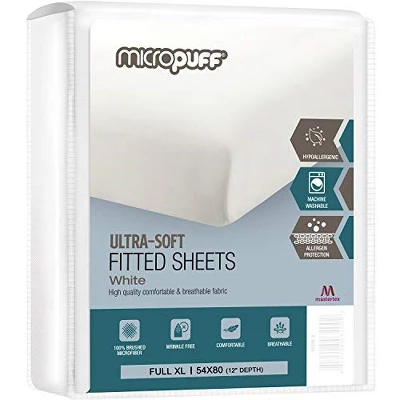 Micropuff 100% Microfiber Fitted Sheet - White 9 Micropuff 100% Microfiber Fitted Sheet - White - Image 7