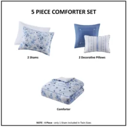 Intelligent Design Twin/Twin XL Lena Floral Striped Comforter Set Blue: Hypoallergenic Dorm Bedding, OEKO-TEX Certified -Cozy Bedding Home GUEST 47981efe 27fa 4e00 ba10 e737140a79ef