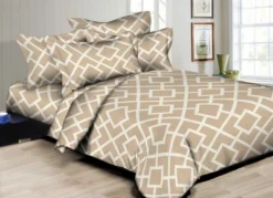Better Bed Collection 300TC Interlocking Squares Taupe Duvet