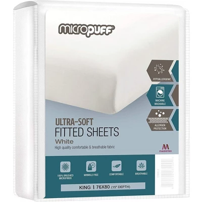 Micropuff 100% Microfiber Fitted Sheet - White 7 Micropuff 100% Microfiber Fitted Sheet - White - Image 5