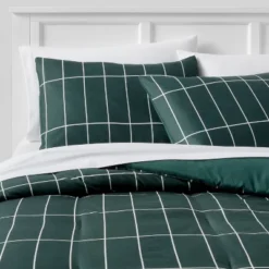 Grid Print Microfiber Reversible Comforter & Sheet Set Dark Green - Room Essentials™ -Cozy Bedding Home GUEST 52658d90 442c 4f77 95f8 b9cc7e5b7e67