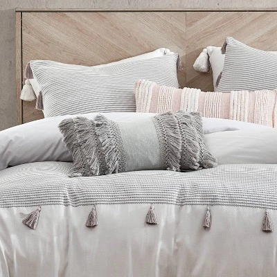 Peri Home 3pc Panama Stripe Comforter Set Light Gray 4 Peri Home 3pc Panama Stripe Comforter Set Light Gray - Image 2