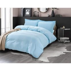 Elegant Comfort Luxury Silky Soft Wrinkle And Fade Resistant 3-Piece Solid Duvet Cover Set With Shams -Cozy Bedding Home GUEST 56d96c7a 8007 4d24 be2b 884c7e79ea53