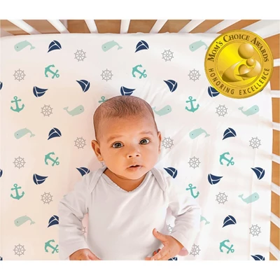 The Peanutshell Fitted Crib Sheet Set For Baby Boys Or Baby Girls, Nautical & Stripe, 2-Pack, Green/Blue 3 The Peanutshell Fitted Crib Sheet Set For Baby Boys Or Baby Girls, Nautical & Stripe, 2-Pack, Green/Blue