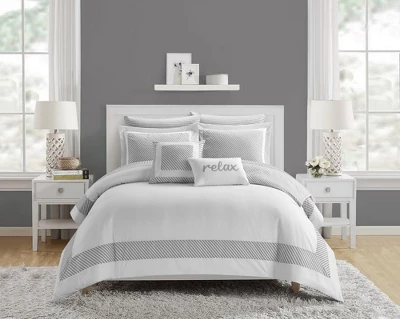 Chic Home Gibson Comforter Set Striped Hotel Collection Design Bed In A Bag Bedding - 9 Piece - Grey 9 Chic Home Gibson Comforter Set Striped Hotel Collection Design Bed In A Bag Bedding - 9 Piece - Grey - Image 7
