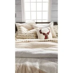 Full/Queen 3Pc Colorblock Faux Shearling Comforter Set Natural - G.H. Bass