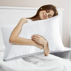 PDTEND Standard Bed Pillow Set Of 2 With Soft Knitted Cover, Breathable Down Alternative Fill, Ideal Support For All Sleep Positions