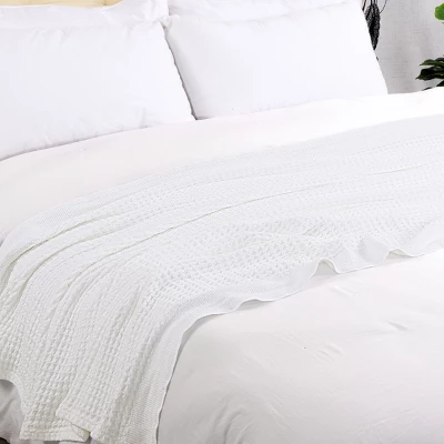 1 Pc Cotton Waffle Weave Comfortable Bed Blanket - PiccoCasa 5 1 Pc Cotton Waffle Weave Comfortable Bed Blanket - PiccoCasa - Image 3