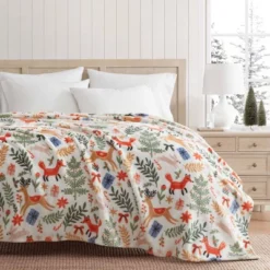 Martha Stewart 60"x70" Holiday Woodland Throw Blanket White -Cozy Bedding Home GUEST 6c59f828 b5a3 4d12 b43d 1e2a9bb456fc