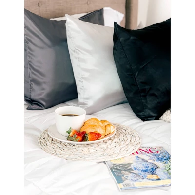 Morning Glamour King Solid Satin Pillowcase Charcoal Gray 4 Morning Glamour King Solid Satin Pillowcase Charcoal Gray - Image 2