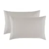 Badgley Mischka Standard 300TC Tencel Pillowcase Pair Griege: Cotton Faux Silk, Machine Washable, Tumble Dry