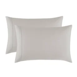 Badgley Mischka Standard 300TC Tencel Pillowcase Pair Griege: Cotton Faux Silk, Machine Washable, Tumble Dry